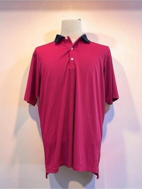 F&G Tech Men’s Classic Polo Shirt. Red, Navy. Large